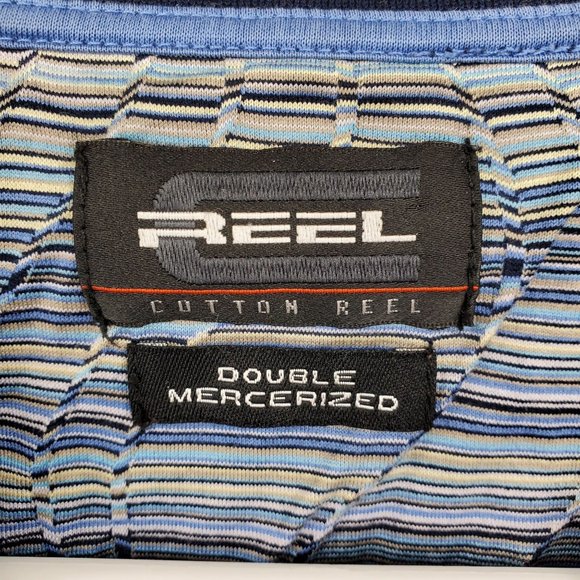 Reel Double Mercerized Wavy Geometric Golf Short Sleeve Polo Shirt XL - Picture 3 of 10